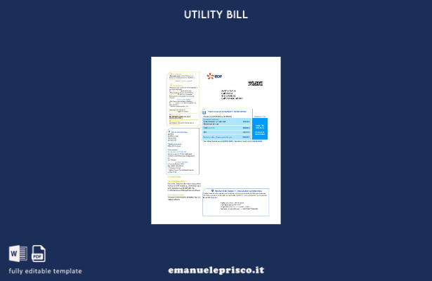 modello di pagine di parole della bolletta delle utenze EDF dell'elettricità del